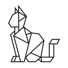 cat origami illustration design. line art geometric for icon, logo, design element, etc