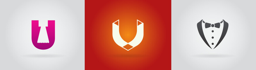 Letter U and V logo icon set. Template design elements. © ckybe