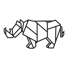 rhinoceros origami illustration design. line art geometric for icon, logo, design element, etc