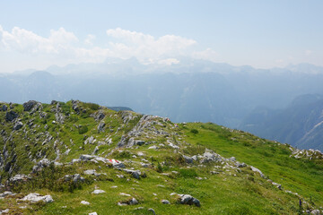 Fototapeta na wymiar The view from the trekking route to Sarstein mountain, Upper Austria region