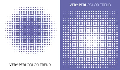 Cercles muraux Pantone 2022 very peri Set of Two Trendy Very Peri Color Halftone, Halftone Dot Pattern. Color of the year 2022..
