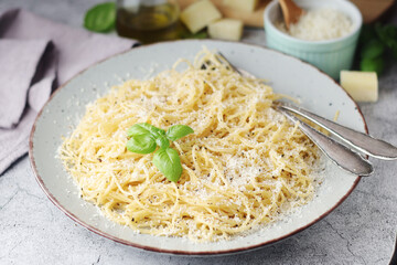 Spaghetty with italian cheese pecorino romano	