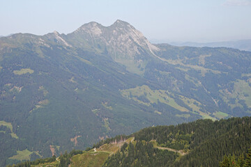 Panorama opening from Kreuzkogel mountain, Grossarltal, Austria