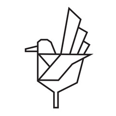 bird origami illustration design. line art geometric for icon, logo, design element, etc