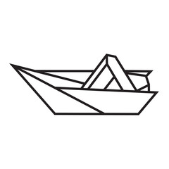 Fototapeta na wymiar speedboat origami illustration design. line art geometric for icon, logo, design element, etc