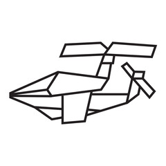 helicopter origami illustration design. line art geometric for icon, logo, design element, etc