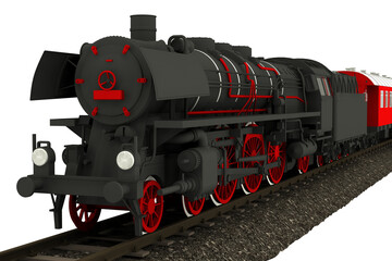 Fototapeta premium Steam Locomotive 3D Isolated PNG Railroads Machine