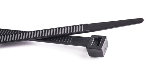Black plastic cable ties
