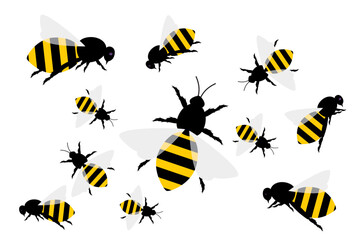 Bees icons set. Collection set of vector bee
