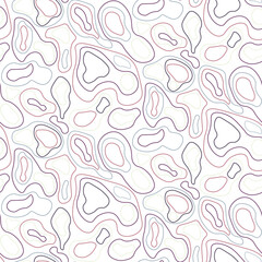 Abstract seamless pattern with closed lines in trendy colors on a white background