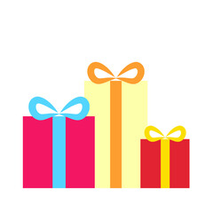 Happy birthday party, birthday party, colorful gift box at party, flat vector illustration and icon