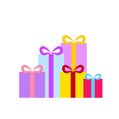 Happy birthday party, birthday party, colorful gift box at party, flat vector illustration and icon