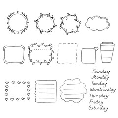 Obraz premium A set of hand drawn elements for the scheduler vector illustration, doodles