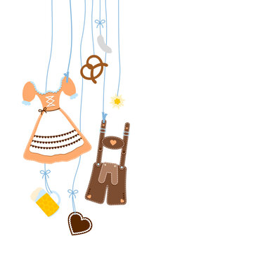 oktoberfest hanging dress, pretzel, beer, heart clip art preview