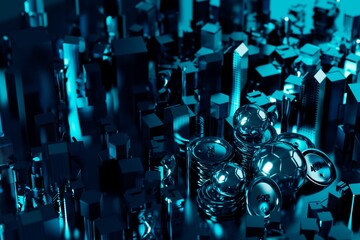 football 3d object in the abstract background, arena concept design, copy space, 3d illustration, glow neon light text frame, 3d rendering element, soccer game sport, sports equipment, realistic ball