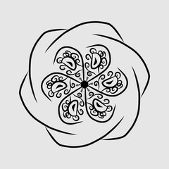 Abstract vector, black and white radial style. Simple and attractive Mosaic Type