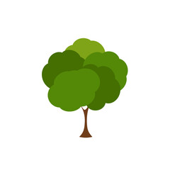 Green fertile trees in a variety of forms on the White Background.  Set of various tree sets. Trees for decorating gardens and home designs. vector illustration and icon