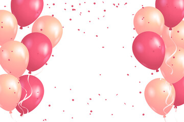 Confetti And luxury Balloon Birthday Celebration border