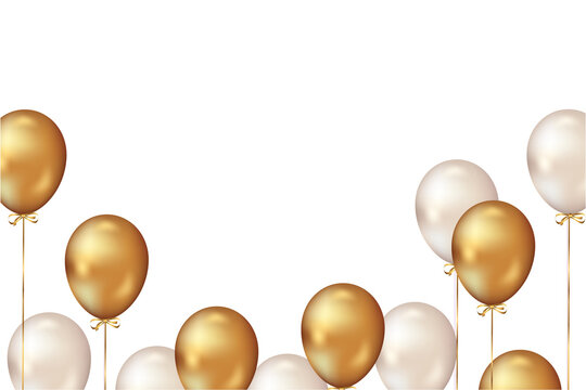 Fototapeta Confetti And luxury gold Balloon Birthday Celebration border