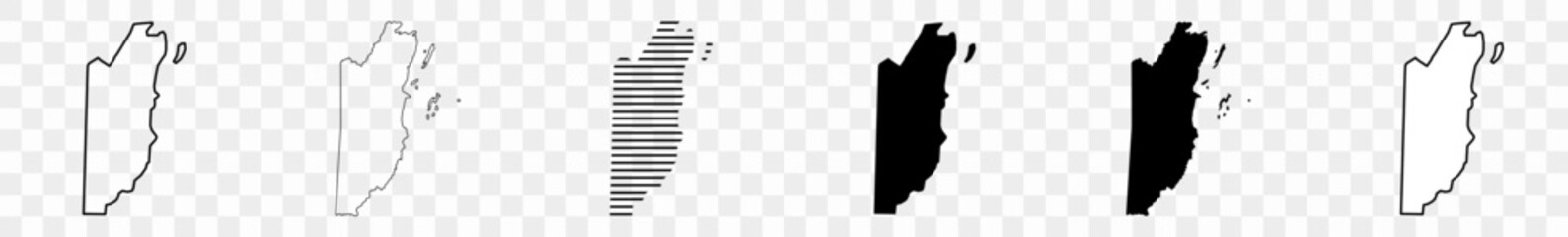 Belize Map Black | Belizean Border | State Country | Transparent Isolated | Variations