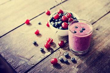 berries over rustic table