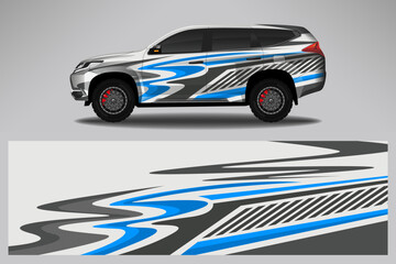 Obraz premium Car decal wrap livery design. Graphic abstract line racing background Vector design for vehicle, race car, rally, adventure livery camouflage.