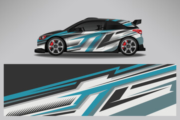 Fototapeta premium Car decal wrap livery design. Graphic abstract line racing background Vector design for vehicle, race car, rally, adventure livery camouflage.