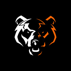Grizzly bear or honey bear or polar bear head face silhouette logo design icon