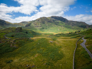 Obraz premium Wonderful Lake District National Park with its stunning landscape - aerial view - travel photography