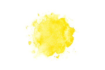 yellow watercolor paint splashes on white background