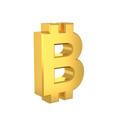 Golden bitcoin sign. 3D icon.