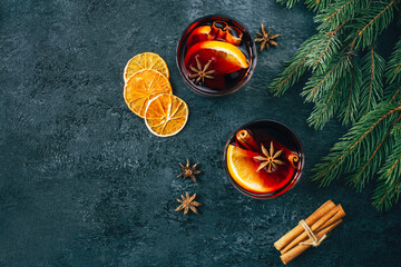 top view of a hot alcoholic drink mulled wine