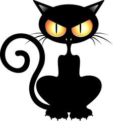 Black Cat Angry Grumpy Cartoon Chatacter geïsoleerd - Cats Collection
