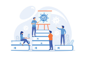 Infection prevention and treatment learning. HPV education programs, human papillomavirus education course, HPV online consultation conceptflat vector modern illustration