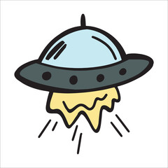 Vector UFO icon flying up, for graphic design