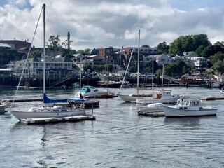 Fototapeta na wymiar Boats in Camden, Maine harbor 