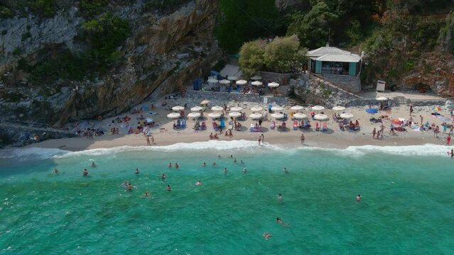 Pelion shore with people in the summer, drone, 2022
Pelion, greece,August,25,2022, drone view
