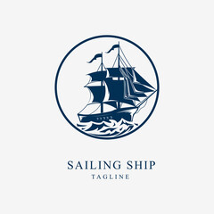 Sailing Ship Logo silhouette, this design is suitable for all kind of business