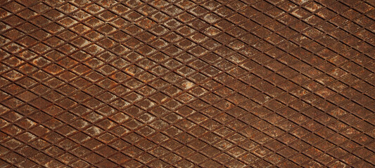 Rusty rust background texture - Corrugated weathered rusted metal iron steel plate with a diamond...