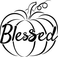 blessed pumpkin inscription, on a white background.