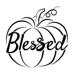 blessed pumpkin inscription, on a white background.