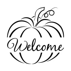 Happy halloween pumpkin decoration for poster, welcome.
