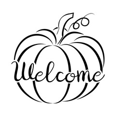 Happy halloween pumpkin decoration for poster, welcome.
