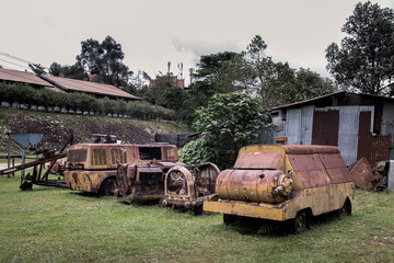 The rusty old machinery for mining industry in Pilok mine. Place where for centuries have been...