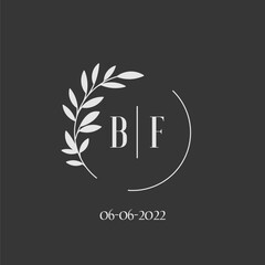 Initial letter BF wedding monogram logo design inspiration - obrazy, fototapety, plakaty