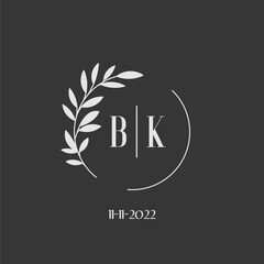 Initial letter BK wedding monogram logo design inspiration