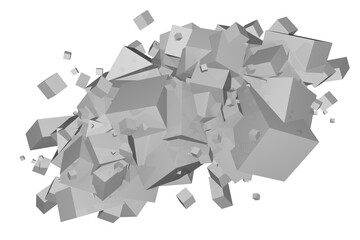 Gray Cubes PNG Isolated. Transparent Background 3D Cubes.