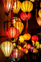 Fototapeta na wymiar Colorful Vietnamese lantern festival at night in Yokohama in Japan