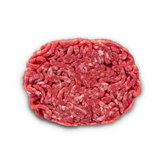 minced meat steack butcher style isolated on white background