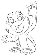 Frog. Element for coloring page. Cartoon style.